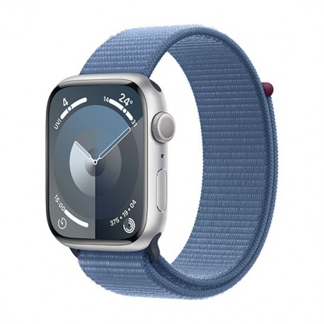 Watch Apple Watch Series 9 GPS 45mm Silver Aluminium Case with Sport Loop - Winter Blue