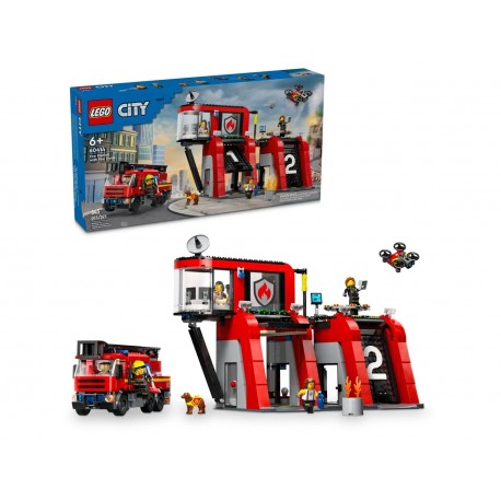 LEGO City 60414 - Remiza strażacka z wozem strażackim
