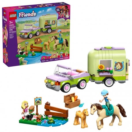 LEGO Friends 42695 - Przyczepa z koniem i źrebaczkiem