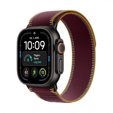 Watch Apple Watch Ultra 4 (2026) 5G 49mm Black Titanium Case with Burgundy Trail Loop M/L - Burgundy